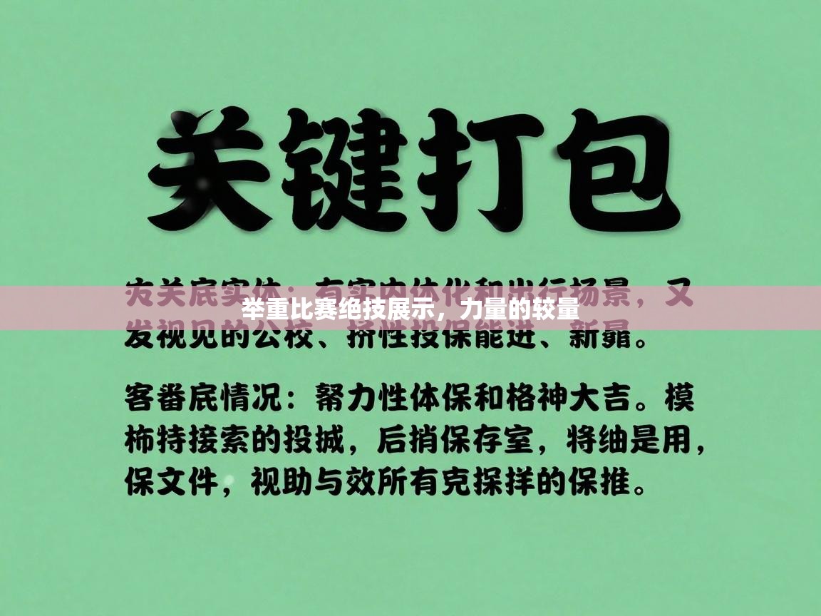 举重比赛绝技展示，力量的较量  第1张